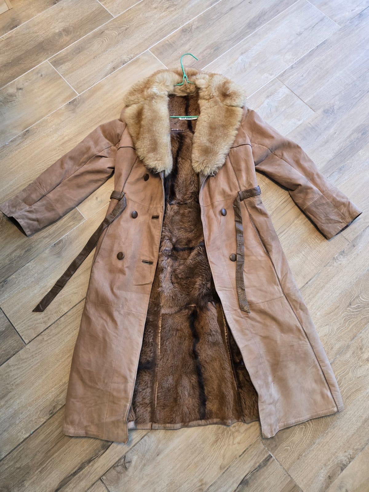 Abrigo Cuero Real Vintage 70s
